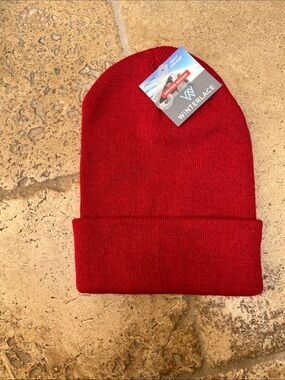 Adult Red Cuffed Beanie Hat